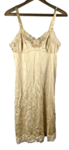 Vanity Fair Nightgown Slip Dress 34 L Nude Gold Lace Lingerie Bridal VTG - $59.93