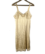 Vanity Fair Nightgown Slip Dress 34 L Nude Gold Lace Lingerie Bridal VTG - $59.93