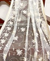 White Mesh, Tulle Embroidered Bridal Fabric, Veil, Wedding Fabric DP1050 - £8.59 GBP