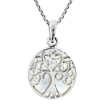Amazing Tree of Life with Mother of Pearl Accents Sterling Silver Necklace - £16.73 GBP