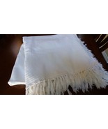VTG White Cotton Fringed Textured Bedspread Cover Summer Blanket Floral ... - £114.30 GBP