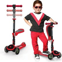 Skidee Kick Scooter for Kids w/ Adjustable Height, Foldable, LED, Rear B... - $36.89