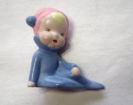  Miniature Ceramic Baby in Pajamas with Sleeping Cap Vintage - $9.99