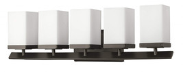 Burgundy 5-Light Oil-Rubbed Bronze Vanity Light With Etched Glass Shades - $392.98