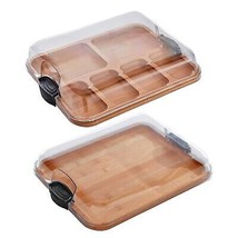 Charcuterie Boards Serving Platters For Serving Wood Trays Large With Lids 2 Pk~ - $57.99