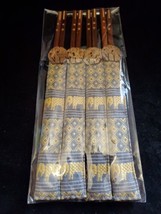 VINTAGE CHOPSTICK LOT ( X4) DECORATIVE WOOD With Oriental Holders New In... - $9.89