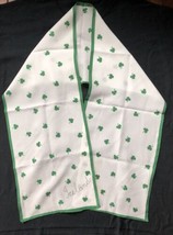 Scarf shamrocks white with green trim oblong Ireland 9.25 x 44 in. - $150.87 MXN