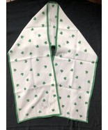 Scarf shamrocks white with green trim oblong Ireland 9.25 x 44 in. - $7.91