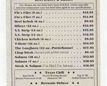 Longhorn Steaks Restaurant &amp; Saloon Menu Kingston Pike Knoxville Tenness... - £14.33 GBP