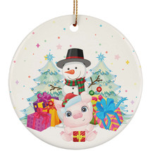 Cute Pig And Snowman Winter Ornament Christmas Gift Decor For Animal Lover - £11.89 GBP