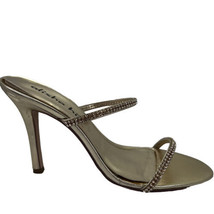 Alisha Hill Cameron Gold Shoe 10.5M 3.5&quot; Heel Double Rhinestone Straps - £22.82 GBP