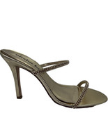 Alisha Hill Cameron Gold Shoe 10.5M 3.5&quot; Heel Double Rhinestone Straps - $39.66 CAD