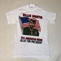Vintage Ollie North All American Hero for President White T-shirt Medium... - $29.69