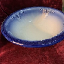 Vintage Large IRONSTONE Pottery Victorian Blue Floral Pitcher &amp; Wash Bowl Set - £79.13 GBP