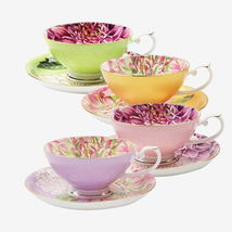 Teacup and Saucer Set, English Teasets, Floral Design - £48.32 GBP