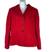Le Suit Womens Red 2-Piece Skirt Suit Size 12 Linen Blend - $918.84 MXN