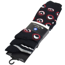 Ben Sherman Men&#39;s Dress Socks Striped &amp; Circles 3 Pack Navy Blue Combo O... - $15.99