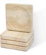 Travertine Marble Drink Coasters, 4-Pack, Cork Base, 4”x4”, Square, Beige - $554.66 MXN