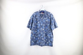 Vtg 90s Tommy Hilfiger Mens Large Faded Spell Out Fighter Jet Button Shirt Blue - £31.61 GBP