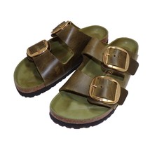 Birkenstock Arizona Big Buckle Sandals Olive Oiled Leather size 41 10 Women New - £96.42 GBP