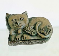 Vintage Torino Pewter Cat Trinket Box With Pin,  Necklace &amp; Earrings  - £15.92 GBP