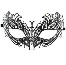Butterfly Masquerade Masks Laser Cut Venetian Mask Clear Diamonds Black ... - $16.00