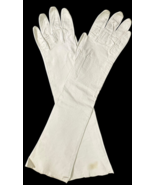 Vtg Kid Gloves French Ivory Long Leather Opera 6.5 Elbow Length Made in ... - $545.32 MXN