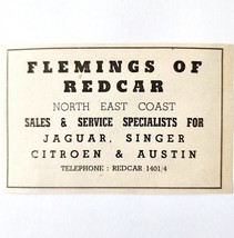 1954 Flemings Of Redcar Jaguar Dealer Advertisement Import Automobilia E... - $19.99
