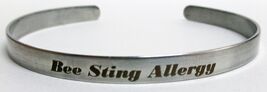 Medical Bee Sting Allergy 1/5" x 6" Silver Aluminum Bracelet, Free Shipp... - $12.95
