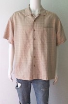 ISLAND SHORES Beige Check Island Wear Short Sleeve Button Down Shirt (Si... - $14.95