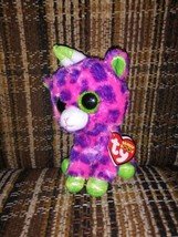 TY Beanie Boos Gilbert Giraffe Plush 6&quot; NWT Pink Purple Green Glitter Eyes... - £12.48 GBP