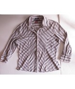Women&#39;s Kommotion NY Striped Botton Down Shirt Blouse 3/4 Sleeve size L - $7.91