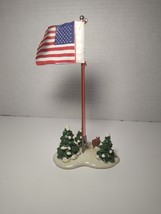 Christmas village department 56 figurine village flag pole rabbit &amp; trees - $259.50 MXN