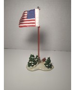 Christmas village department 56 figurine village flag pole rabbit &amp; trees - $257.55 MXN