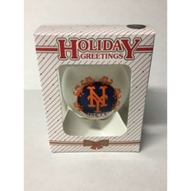 Baseball New York Mets Ornament Holiday Greetings Orange Blue White - £26.08 GBP