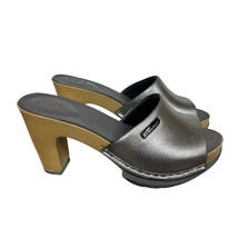 NoSox Polly Womens Retro Pin Up High Heel Sandals Metallic Silver Faux W... - $49.49