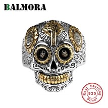 Real 925 Sterling Silver Vintage Punk Skull Stacking Finger Rings for Men Couple - £60.40 GBP