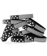 100 US Flag Stars and Stripes Wristband Featuring Thin GRAY Line - USA Bracelets - $48.39