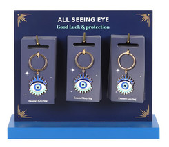 24 Wiccan All Seeing Eye Of Protection Keychain Charms With Display Stand Set - £79.00 GBP