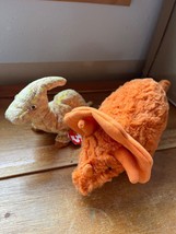 Lot of Orange Plush Triceratops &amp; TY Brown &amp; Yellow TOOTER Dinosaur DINO Stuffed - £8.99 GBP