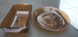 Anchor Hocking Brown Set Of Bread Pan (441) And Pie Plate (460) - £10.38 GBP