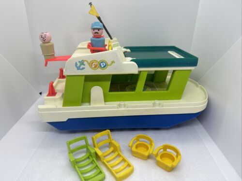 VINTAGE 1972 FISHER PRICE LITTLE PEOPLE HAPPY HOUSE BOAT #985 Incomplete - $27.69