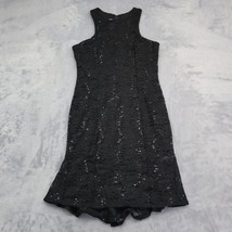 Coco Avante Dress Womens L Black Fit Flare Sleeveless Round Neck Lace Sequin Zip - £20.55 GBP