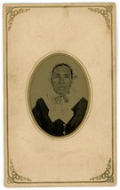 CIRCA 1860&#39;S Paper Framed 2.33X3.88 in TINTYPE Older Woman Wearing Bonnet - £12.34 GBP