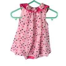 LIttle Lass Girls Infant baby Size 6 Months Romper With Hearts Pink Purp... - $12.86