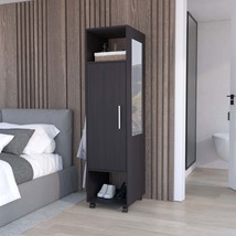 63&quot; Wardrobe Armoire w/ Mirror &amp; Shelves - Black - $4,447.57 MXN