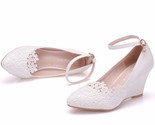 Wedding shoes bride bridesmaid dress shoes 8cm wedges high hellss white lace shoes thumb155 crop