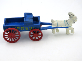 Antique Cast Iron Toy Goat Drawn Express Wagon 8&quot; Original - £19.32 GBP