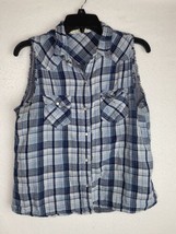Vanilla Star Sleeveless Plaid Women Button Down Shirt L - $6.00
