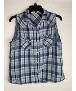 Vanilla Star Sleeveless Plaid Women Button Down Shirt L - $5.00